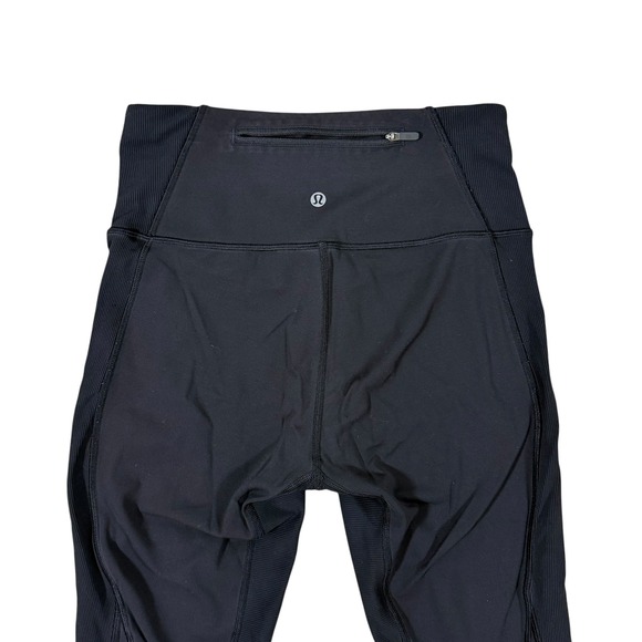 Lululemon Women's Run Inspire Crop II‎ Leggings Black Size 6 Zip Ankle Gym - Picture 2 of 10